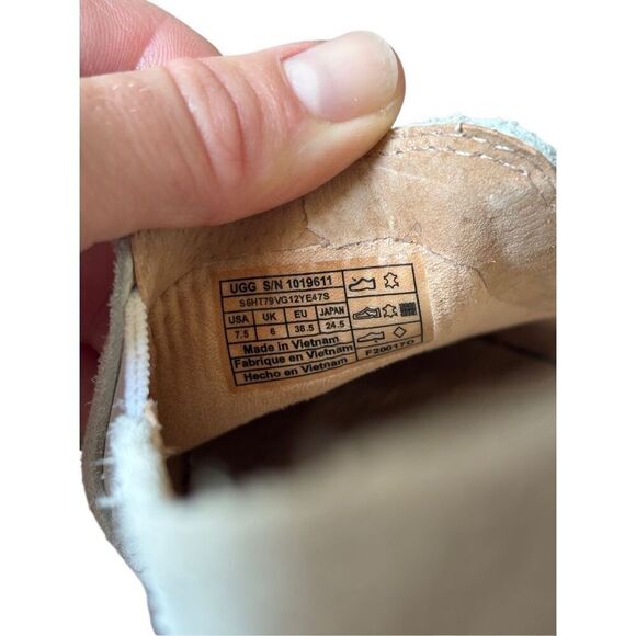 UGG Women's Adley Perf Sneakers size 7.5 Silver Suede Leather Perforated Slip On - Picture 4 of 9